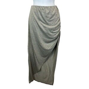 Tobi Heather Gray Ruched Open Front Lined Asymmetrical Maxi Skirt Size S/P